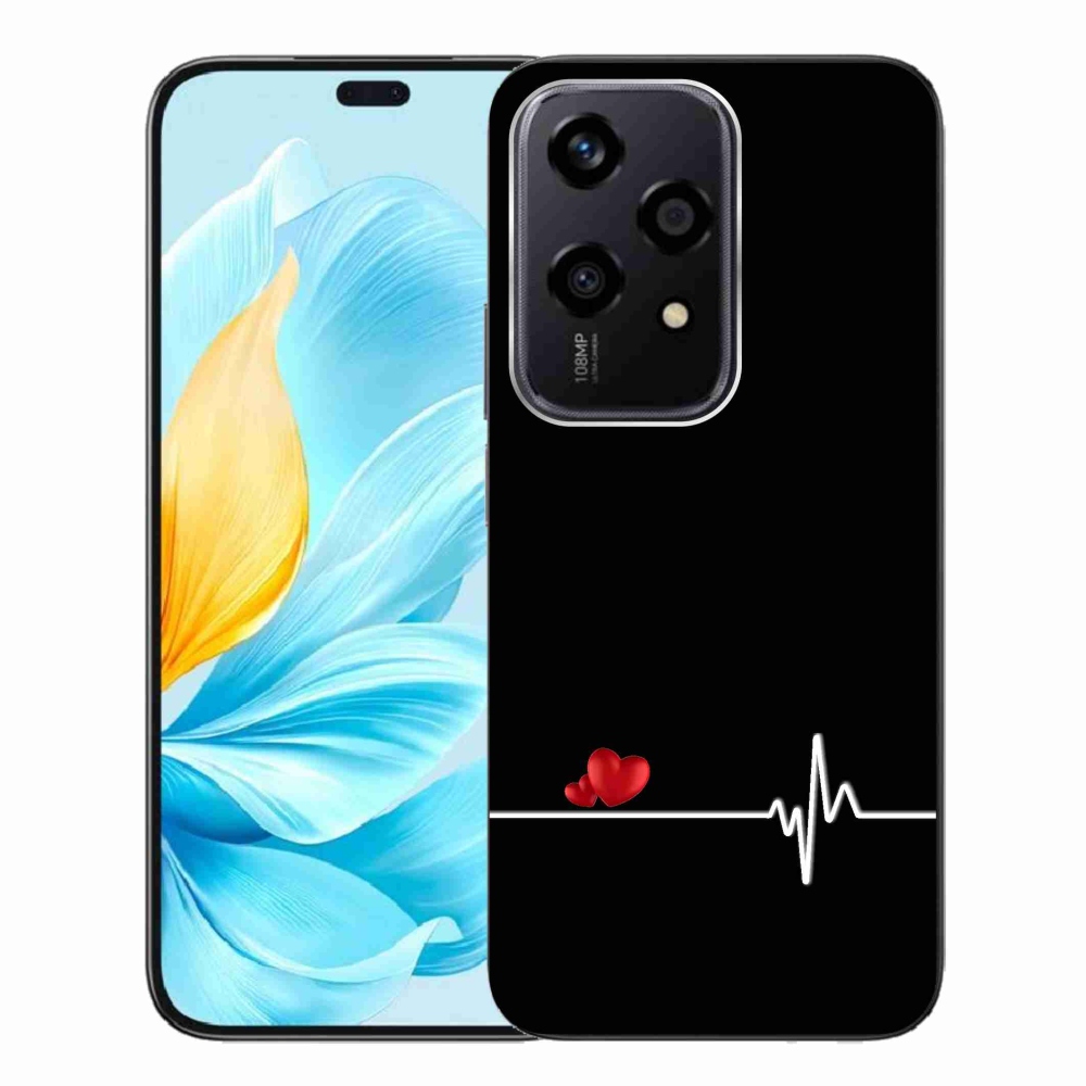 Gél borító mmCase a Honor 200 Lite 5G készülékhez - szív és szívverés fekete háttérrel