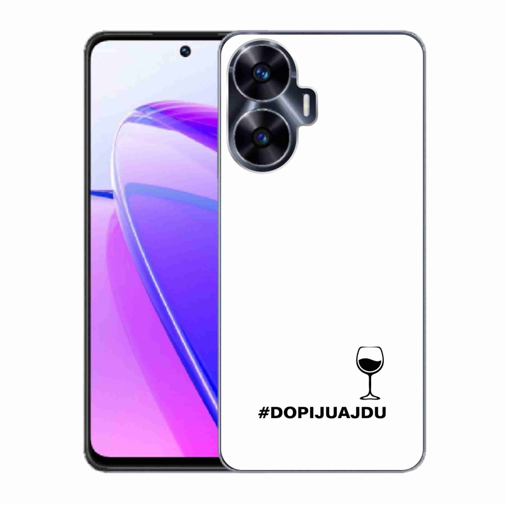 Gél borító mmCase a Realme C55 készülékhez - bor motívum fehér háttérrel