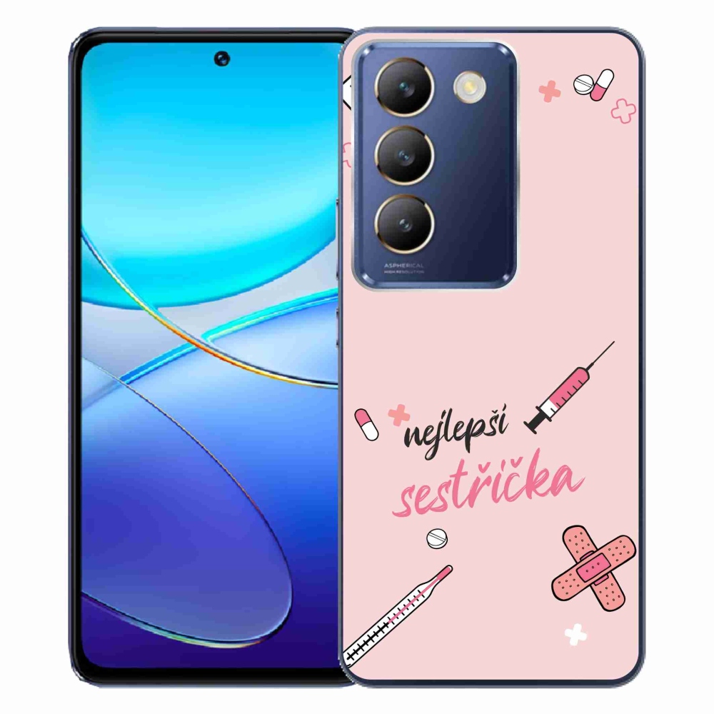 Gél borító mmCase a Vivo V40 SE 4G/5G-n - a legjobb kishúg rózsaszín háttérrel