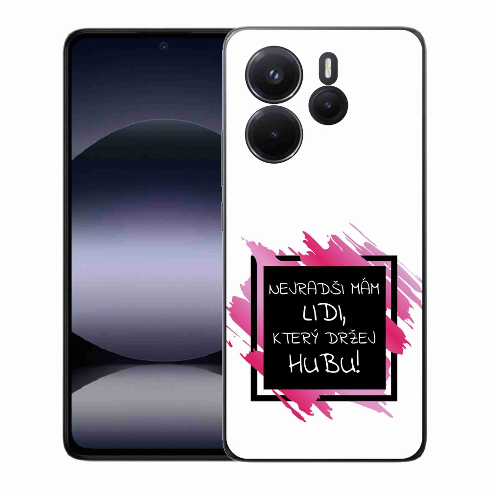 Gél borító mmCase a Xiaomi Redmi Note 14-hez - vicces szöveg 7 fekete és fehér háttérrel