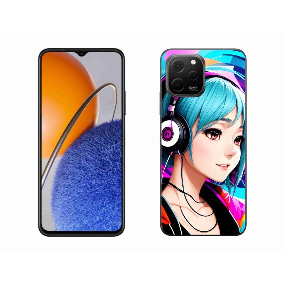 Gél borító mmCase a Huawei Nova Y61-en - lány fejhallgatóval
