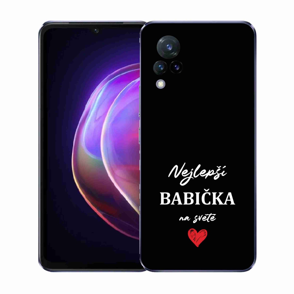 Gél borítás mmCase a Vivo V21 4G/5G - Best Grandma 1 fekete háttérrel