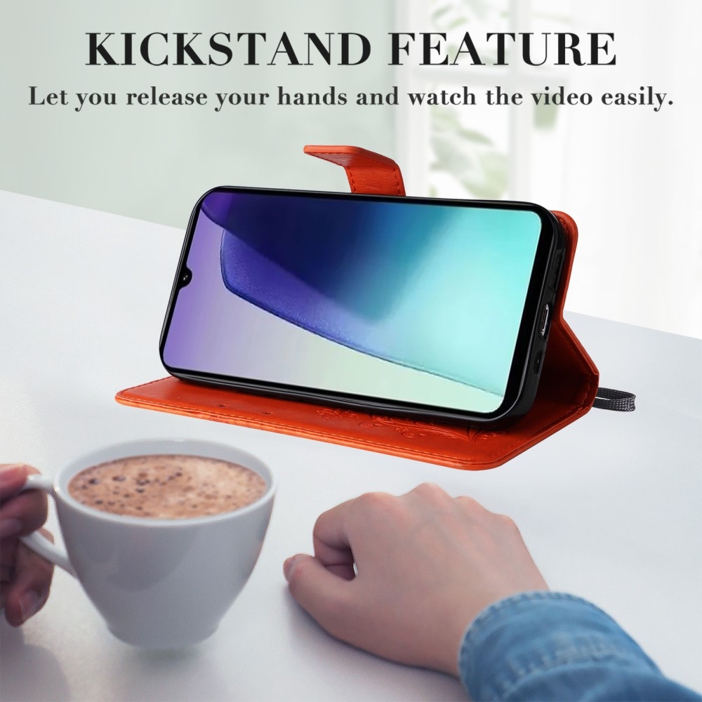 Nagy pillangó könyv tok Xiaomi Redmi 14C/Poco C75 - narancssárga színben