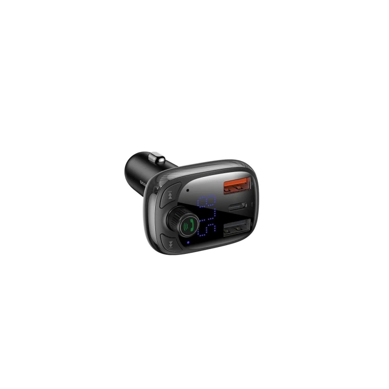 Baseus T alakú S-13 autós töltő USB-A/USB-A/USB-C és FM-adó, fekete