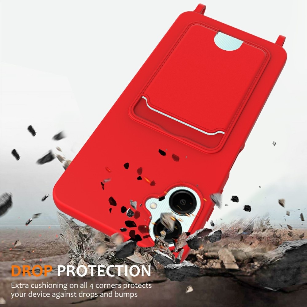 Zsinórral ellátott zselés tok Samsung Galaxy A06 4G kártyához - piros