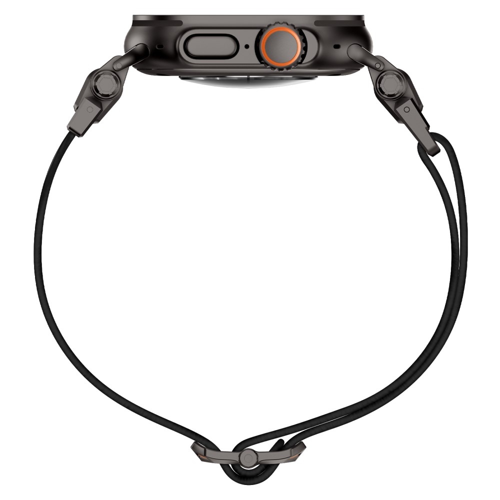 Fém nejlon szíj Apple Watch Ultra/Ultra 2 49mm/SE/SE 2022/2023 44mm/10 46mm/9/8/7 45mm/6/5/4 44mm/3/2/1 42 mm-es Apple Watch Ultra/Ultra 2 órához - fekete színben