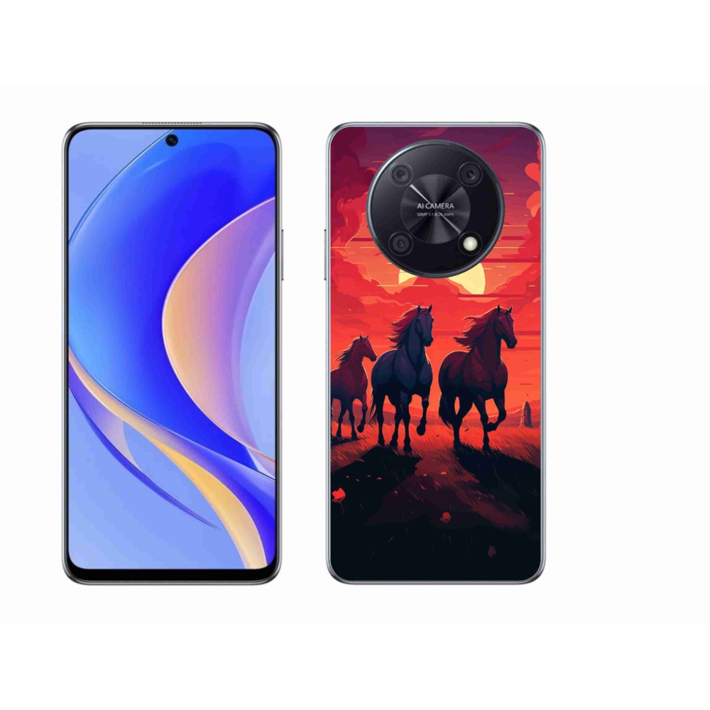 Gél borítás mmCase a Huawei Nova Y90-en - lovak és naplemente