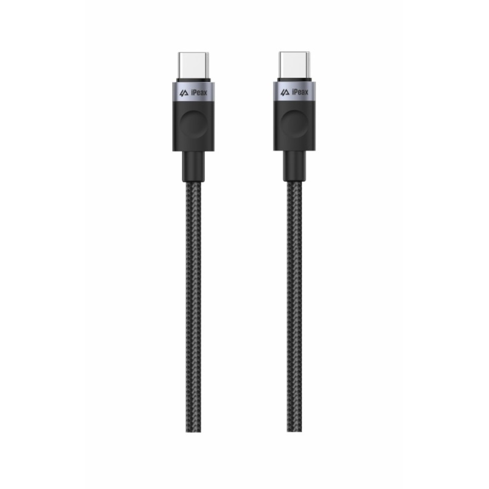 iPEAX textil kábel USB-C / USB-C 1,5 m, USB 2.0 - fekete