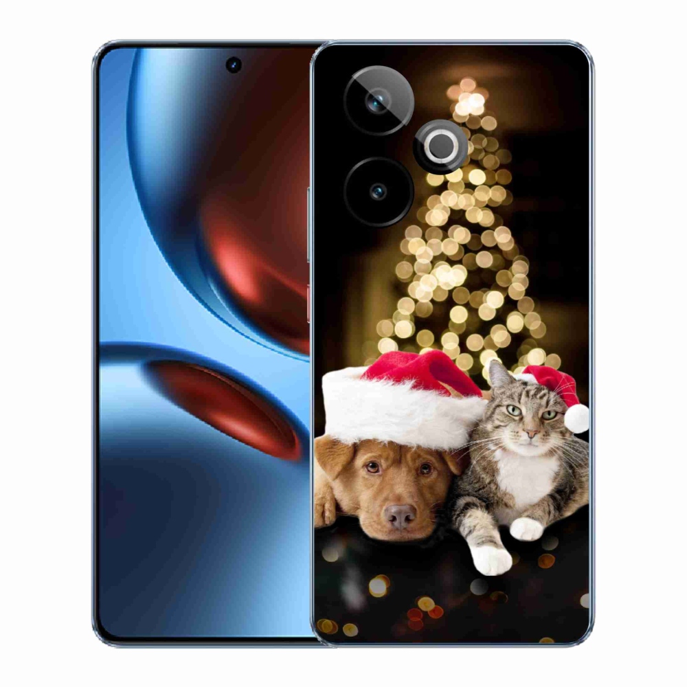 Gél borítás mmCase a Realme GT 7 5G/GT 7T 5G - Karácsonyi kutya és macska