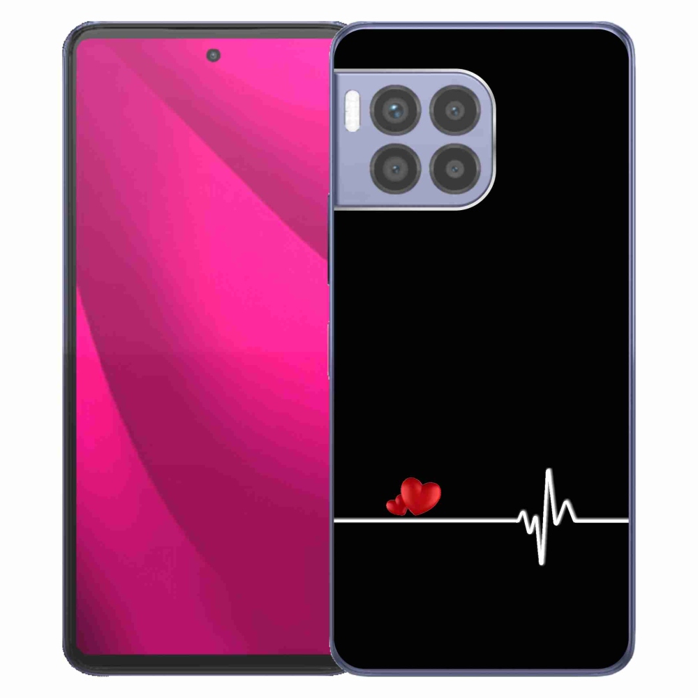 Zselés borító mmCase a T-Mobile T Phone 2 Pro készülékhez - szív és szívverés fekete háttérrel