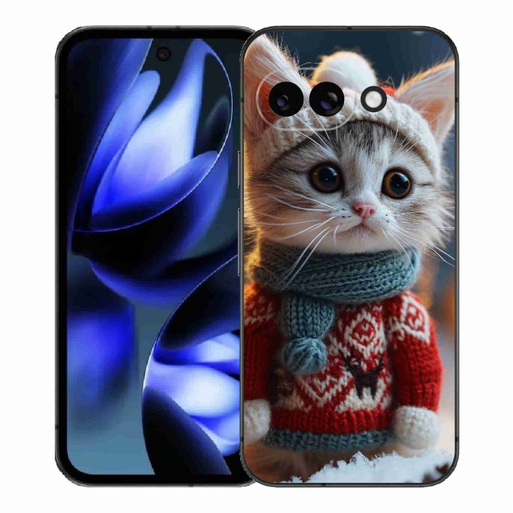 Gél borítás mmCase a Google Pixel 9a számára - cica pulóverben