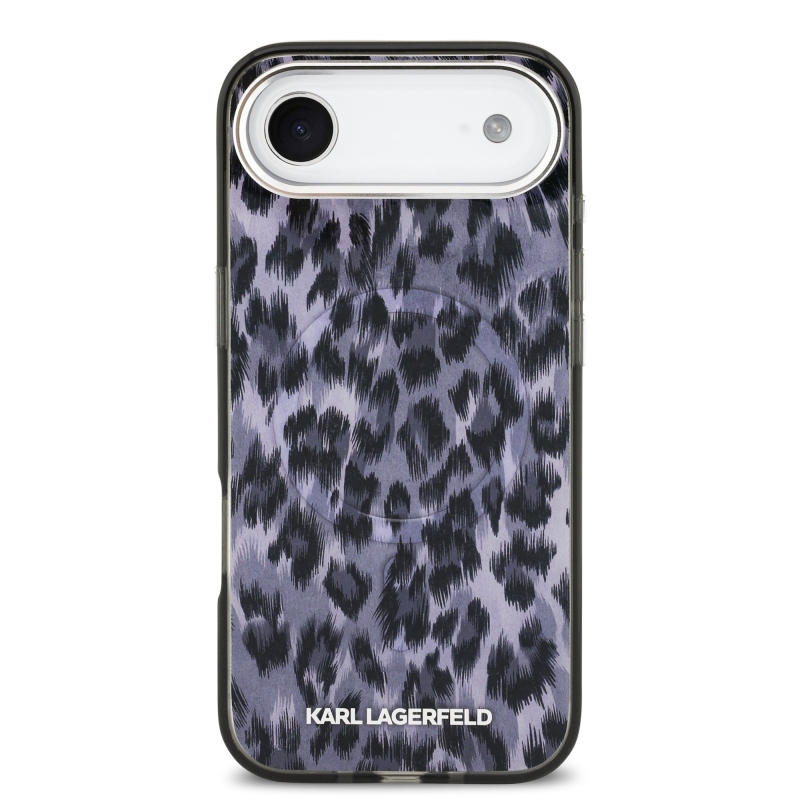 Karl Lagerfeld IML Leopard MagSafe hátlap iPhone-hoz, légszürke
