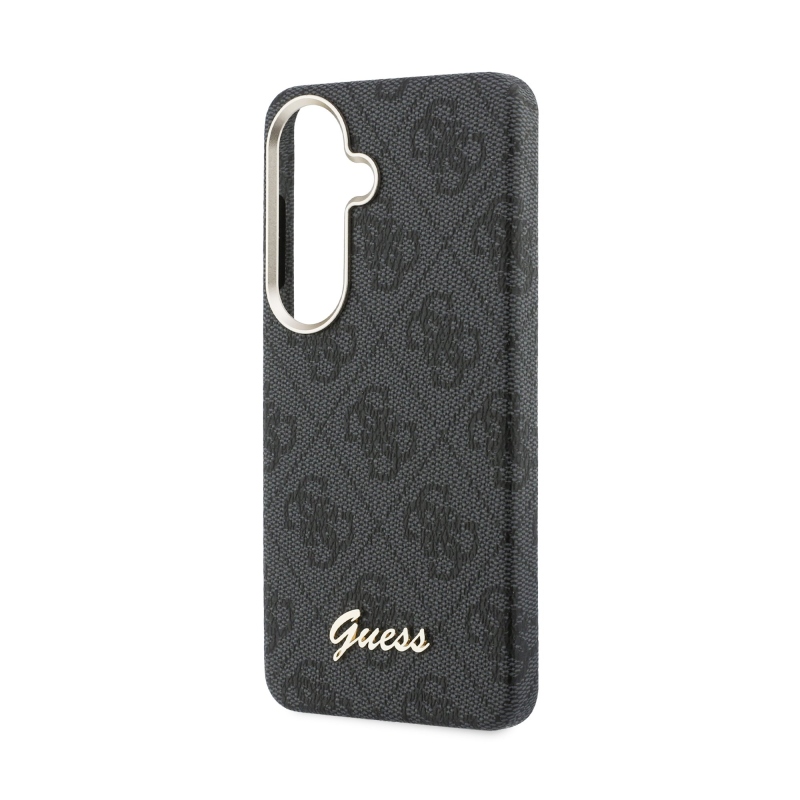 Guess PU 4G Script Metal Logo mágneses hátlap Samsung Galaxy S26 fekete