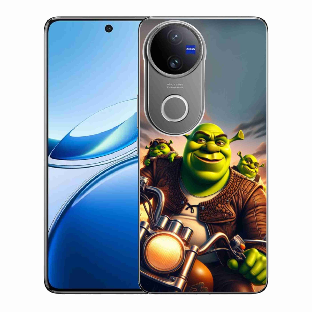 Zselés borítás mmCase a Vivo V50 5G-hez - Shrek egy motorkerékpáron