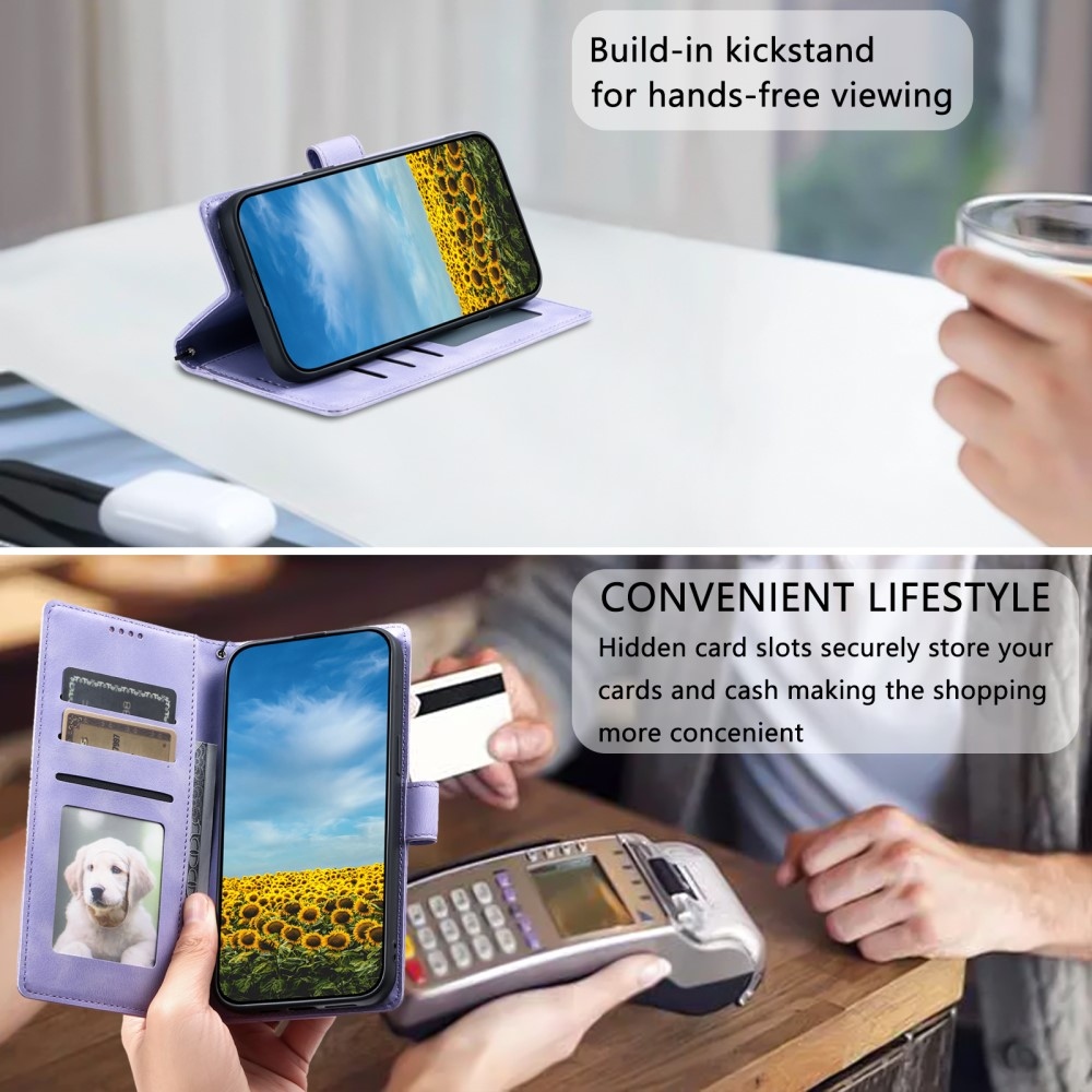 Mandalák könyv tok Xiaomi Redmi Note 14-hez - lila