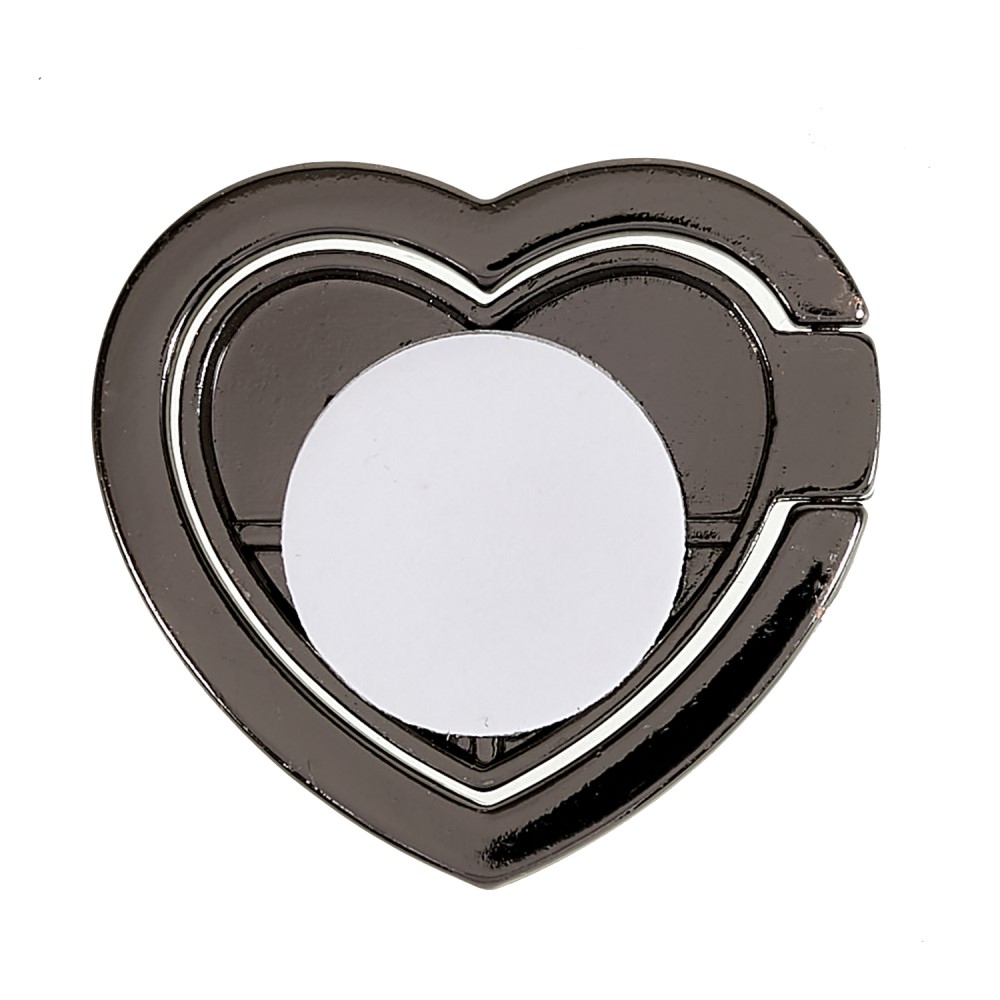 Szív tükör ujjtartó mobiltelefonhoz - fekete