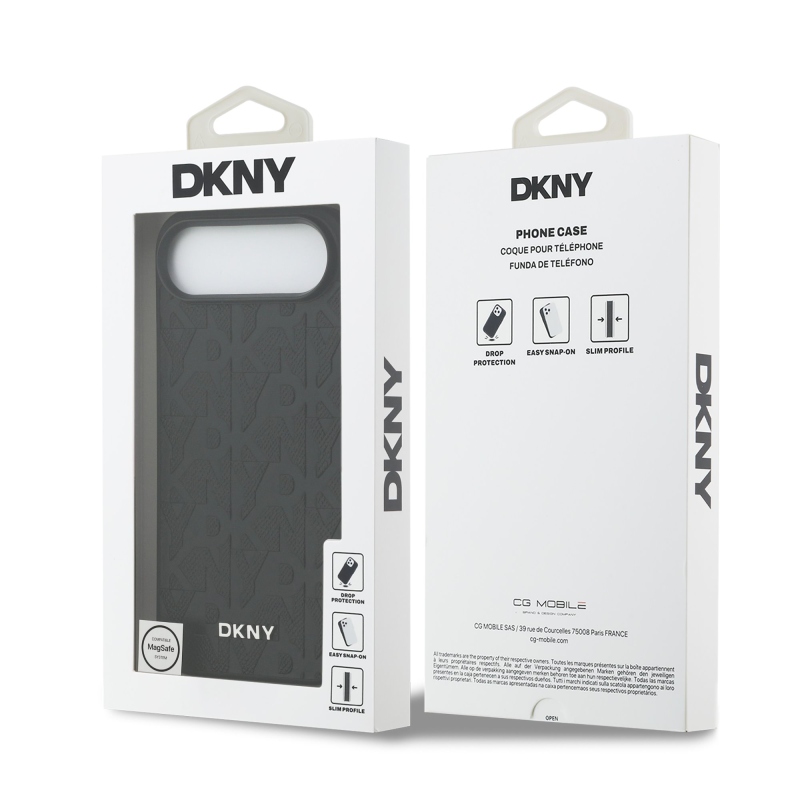 DKNY PU bőr rácsmintás Magsafe hátlap iPhone Air fekete színűre