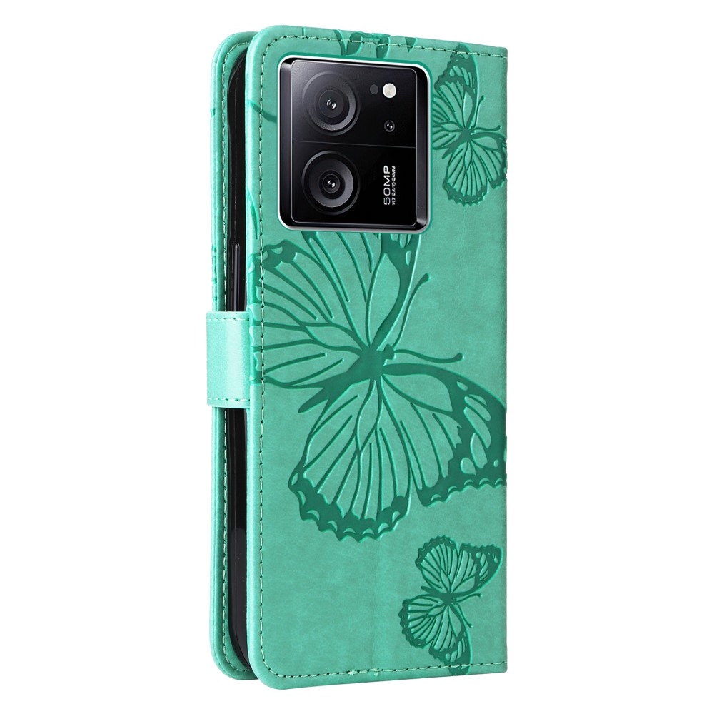 Nagy pillangó könyv tok a Xiaomi 13T/13T Pro számára - teal - teal