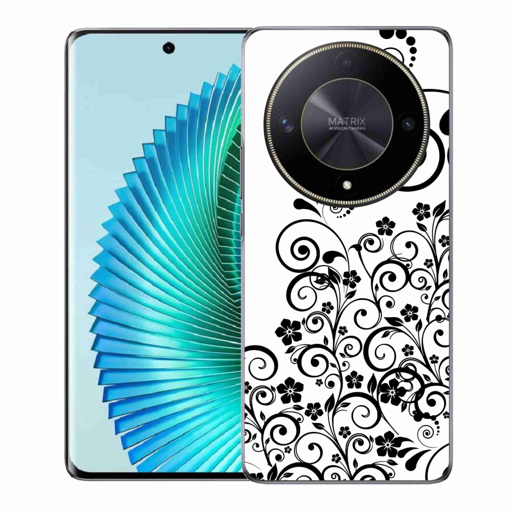 Zselés borítás mmCase a Honor Magic 6 Lite 5G készülékhez - fekete és fehér virágminták
