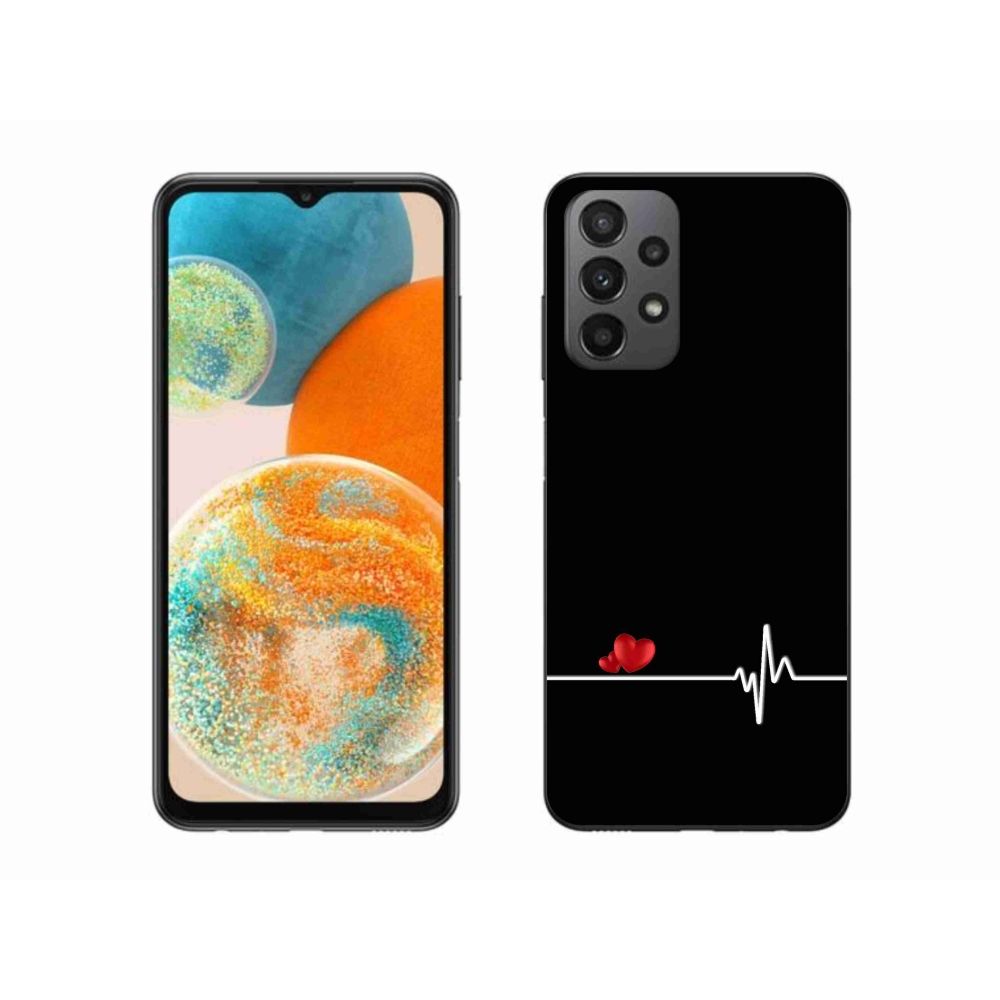 Gél borítás mmCase Samsung Galaxy A23 4G/5G készülékhez - szív és szívverés fekete háttérrel