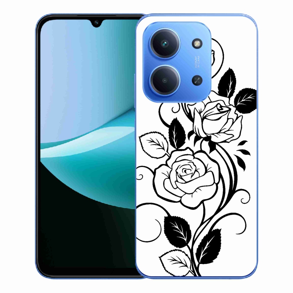 Gél borítás mmCase a Xiaomi Redmi 15C 4G/5G (173mm) - fekete és fehér rózsa