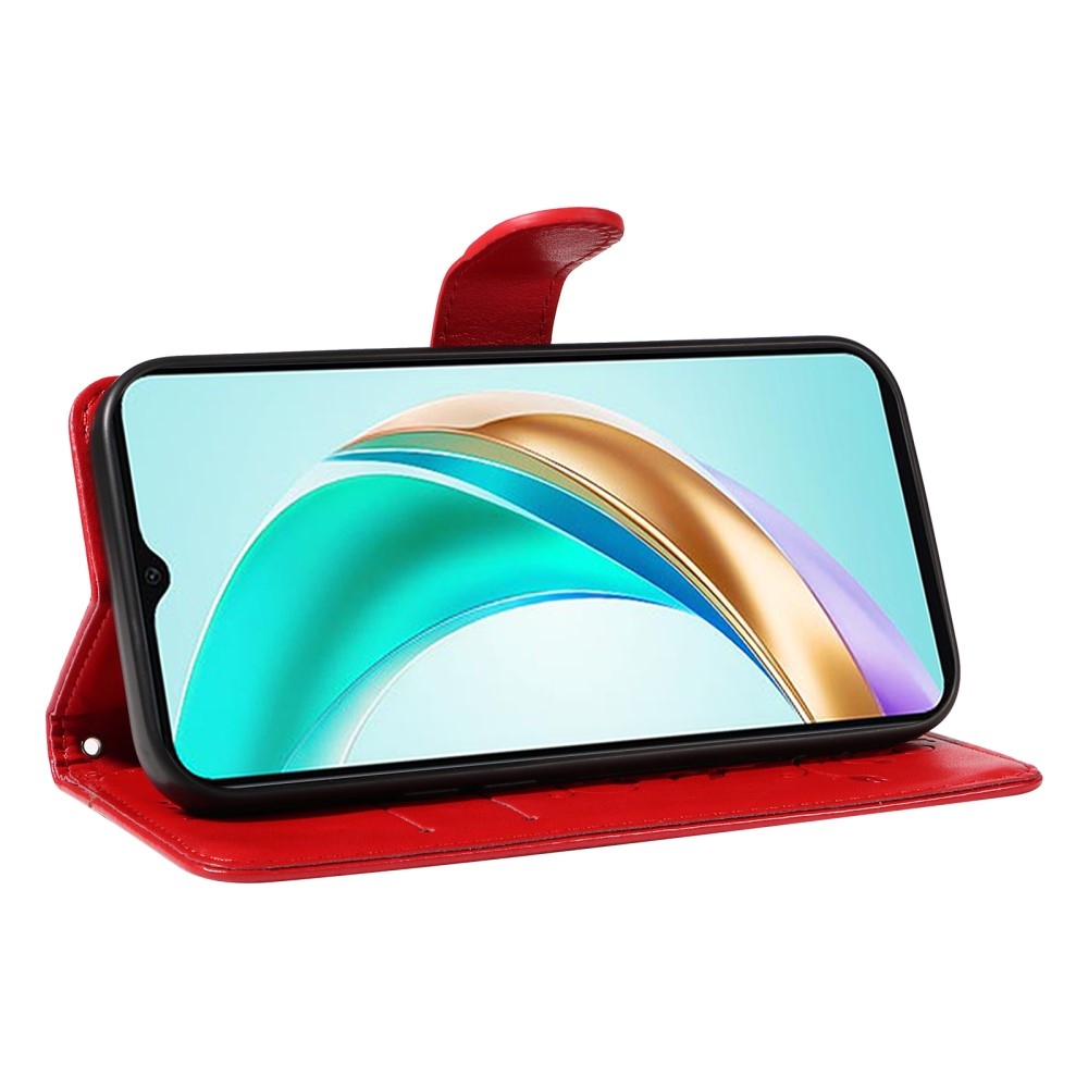 Virágos könyv tok a Honor X6b készülékhez - piros