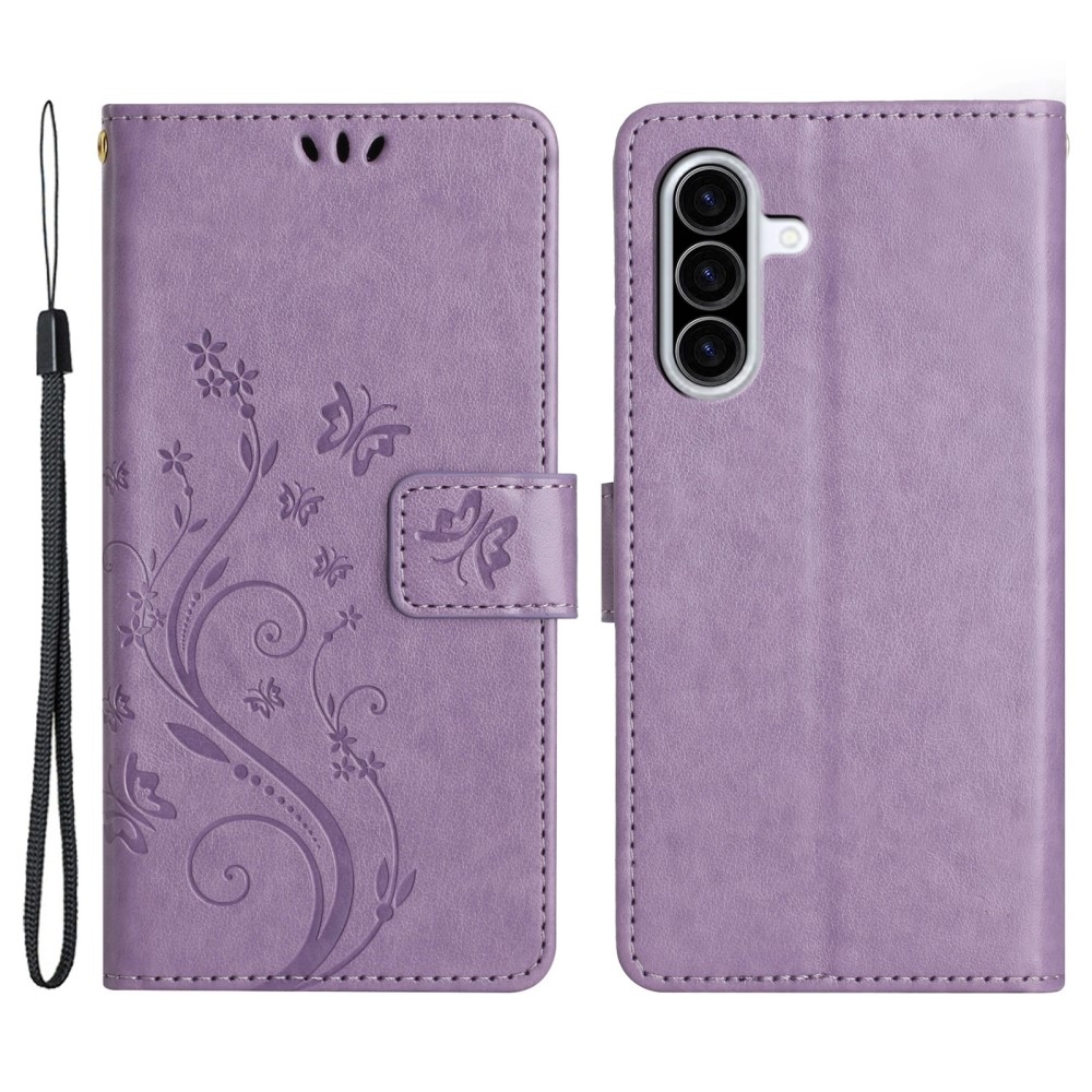 Virágok könyv tok Samsung Galaxy A26 5G - világos lila