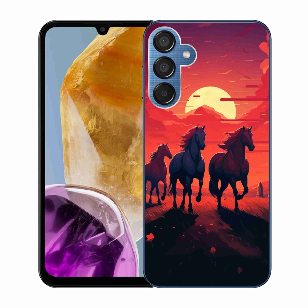 Gél borítás mmCase Samsung Galaxy M15 5G - lovak és naplemente