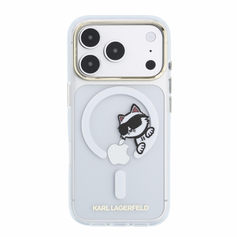 Karl Lagerfeld IML Choupette Peekaboo Magsafe hátsó tok iPhone 18 Pro Max-hoz, átlátszó