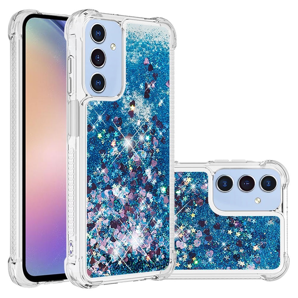 Glitter homokóra zselés tok Samsung Galaxy A26 5G - kék/szívek