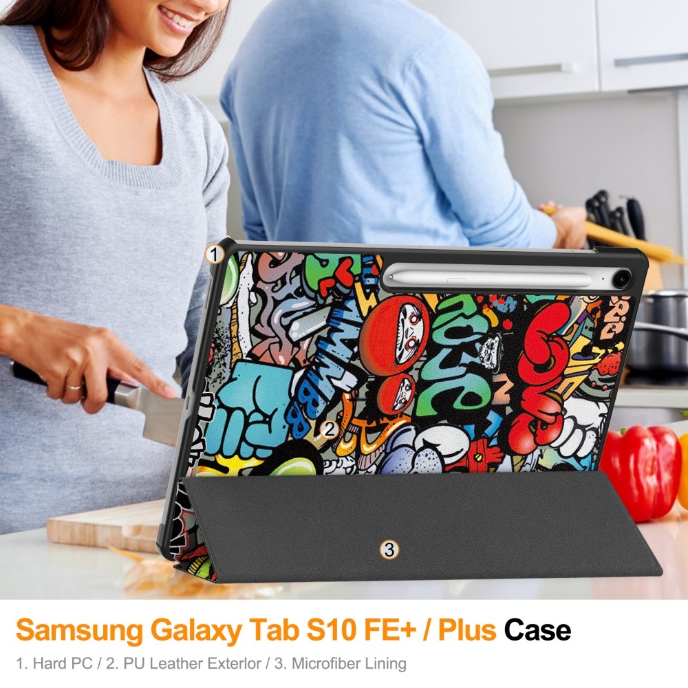 Patte intelligens záró tok Samsung Galaxy Tab S10 FE+ készülékhez - graffiti