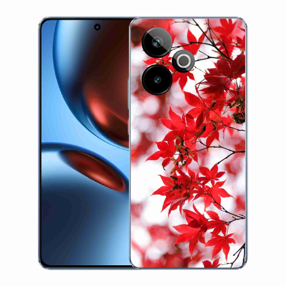 Rugalmas zselés tok mmCase képpel a Realme GT 7 5G/GT 7T 5G számára - piros levelek