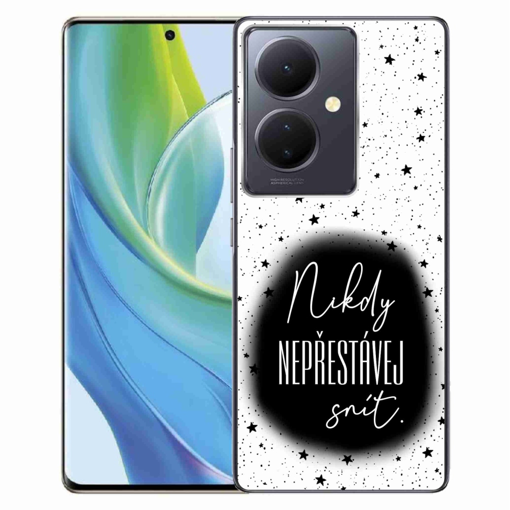 Gél borítás mmCase a Vivo V29 Lite 5G-n - Idézet 1 fekete-fehér háttérrel