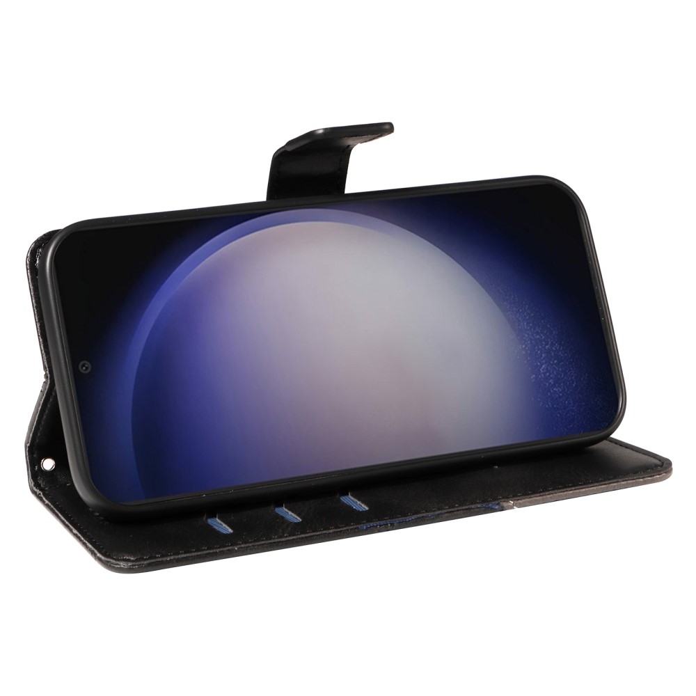 Háromszög alakú könyvtáska Samsung Galaxy S24+/S25+ készülékhez - fekete