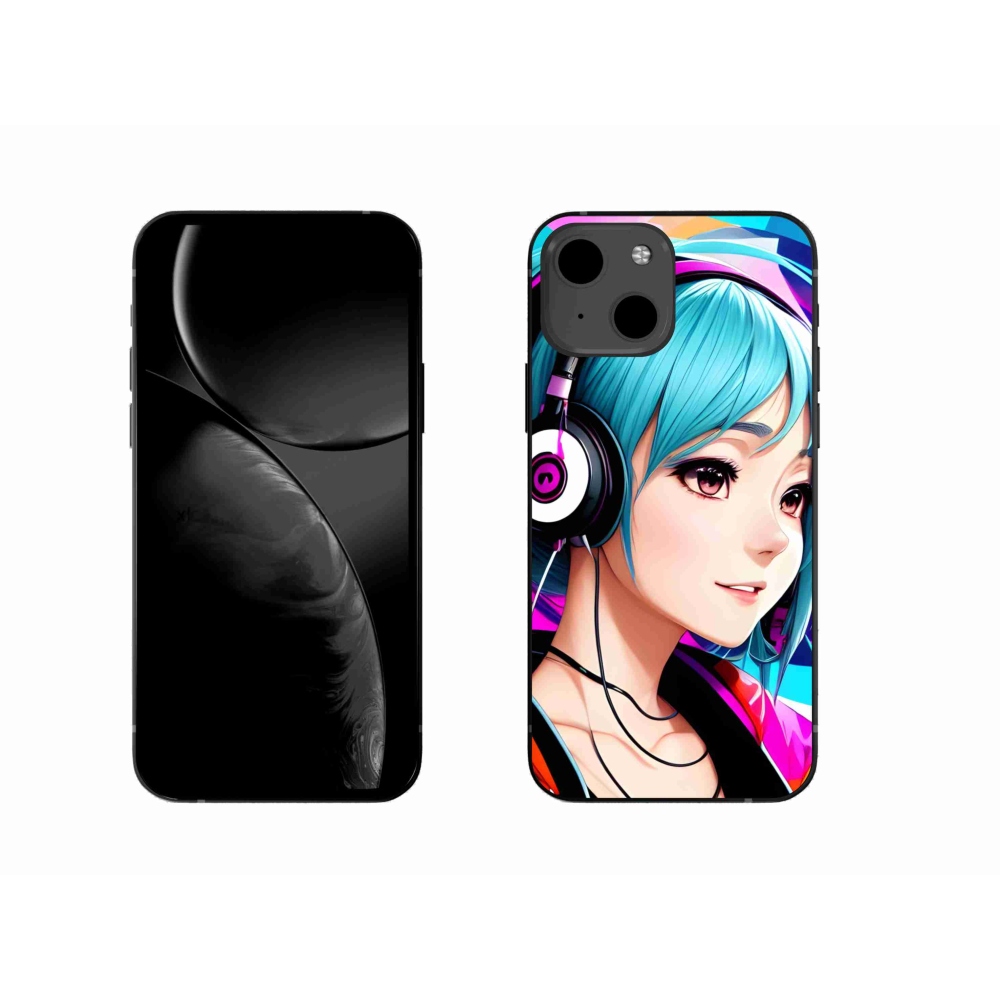 Zselés borítás mmCase iPhone 13 készülékhez - lány fejhallgatóval