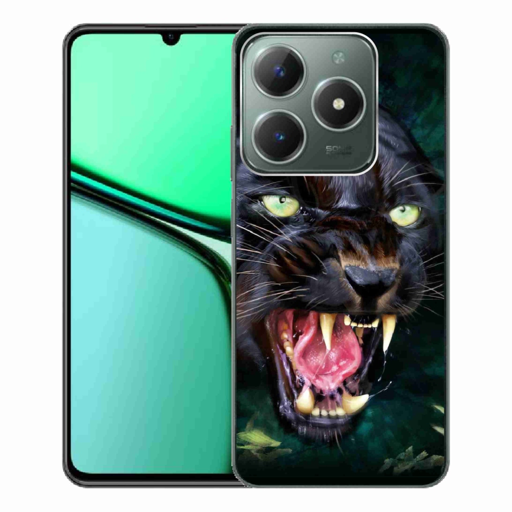 Gél borítás mmCase a Realme C61 készülékhez - dühös fekete párduc