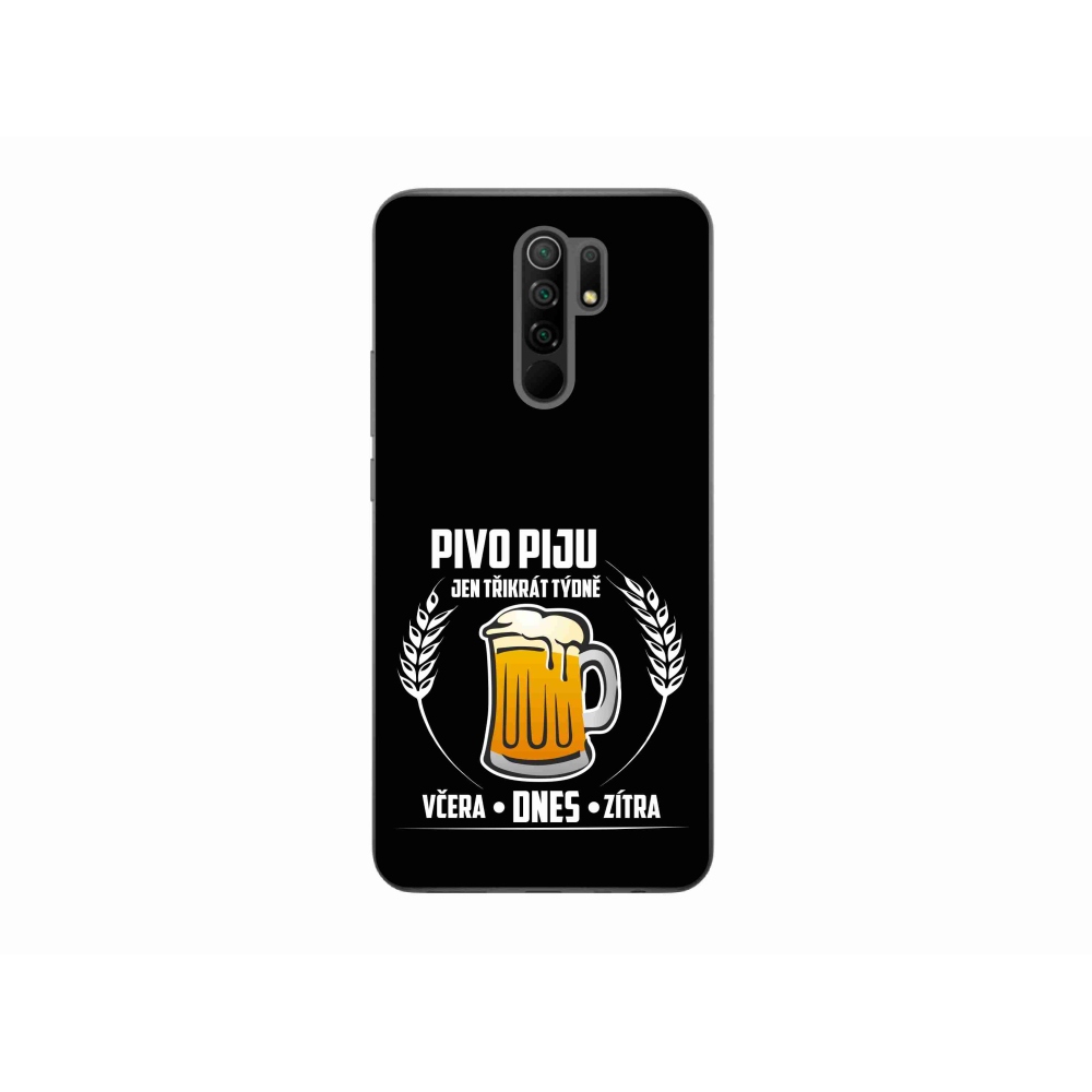 Gél borítás mmCase a Xiaomi Redmi 9-hez - sör motívum fekete háttérrel