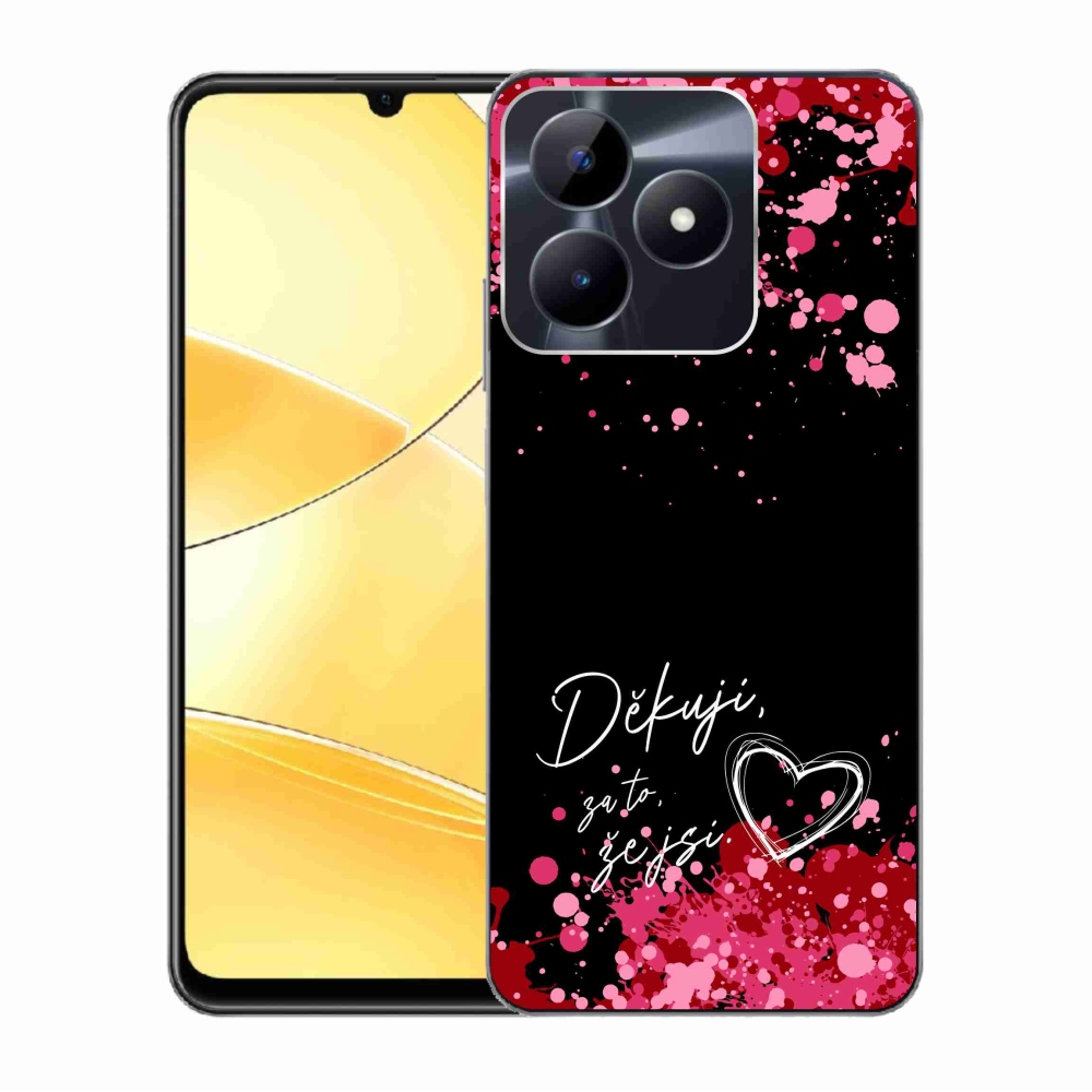 Gél borító mmCase a Realme C51/C53 készülékhez - text in love 2 fekete háttérrel