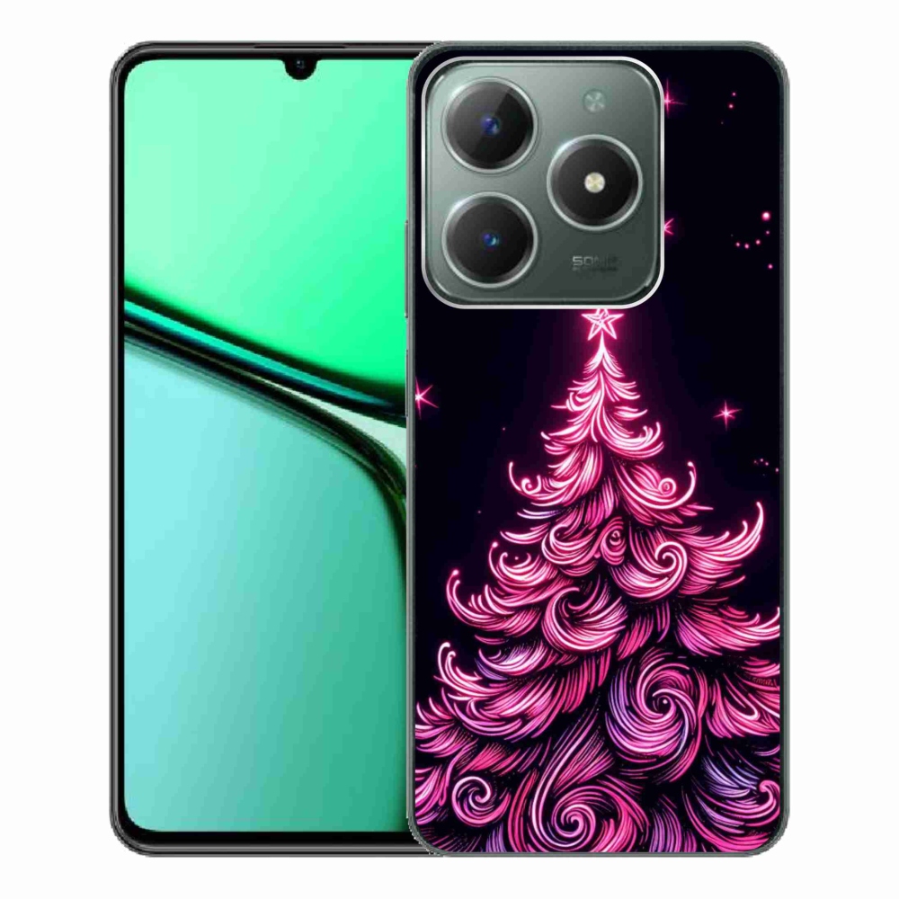 Gél borítás mmCase a Realme C61 készülékhez - neon karácsonyfa 2