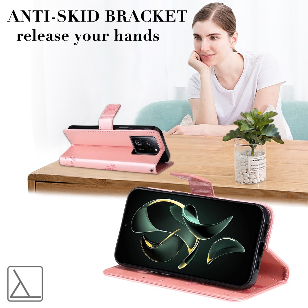 Fa könyv tok a Xiaomi 13T/13T Pro-hoz - rózsaarany színben