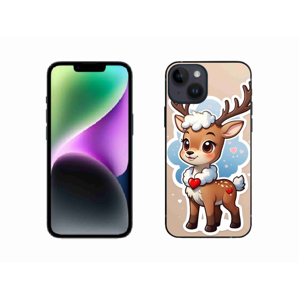 Zselés borítás mmCase iPhone 14 készülékhez - rajzfilm rénszarvas