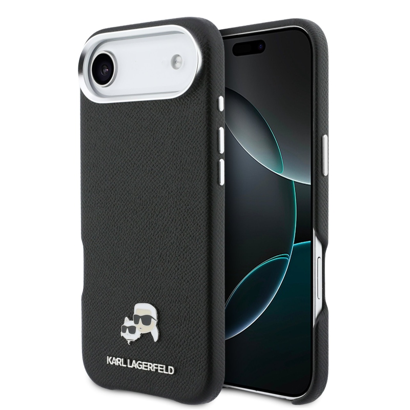 Karl Lagerfeld PU Karl és Choupette fejek Pins MagSafe hátlapi borító az iPhone Air készülékhez Fekete