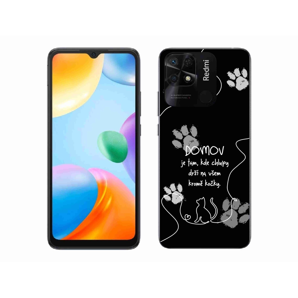 Gél borító mmCase a Xiaomi Redmi 10C-hez - macska motívum fekete háttérrel