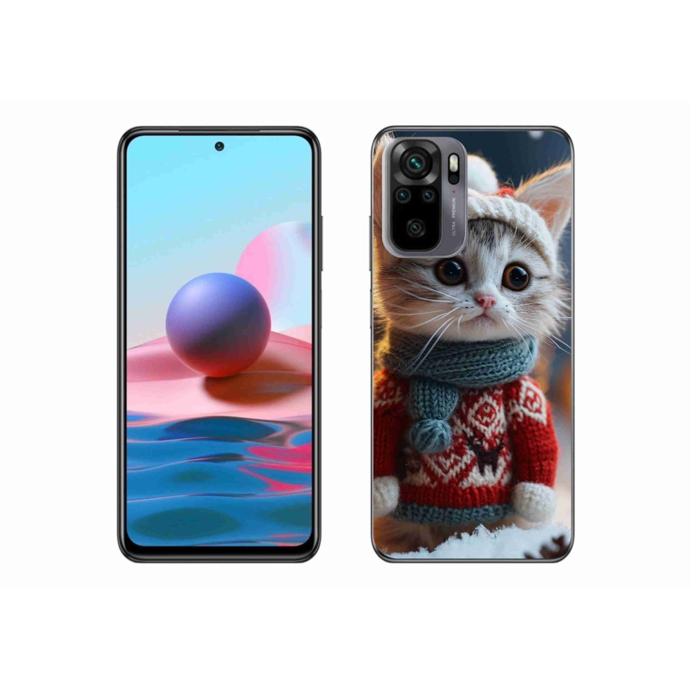 Gél borítás mmCase a Xiaomi Redmi Note 10 4G-hez - cica pulóverben
