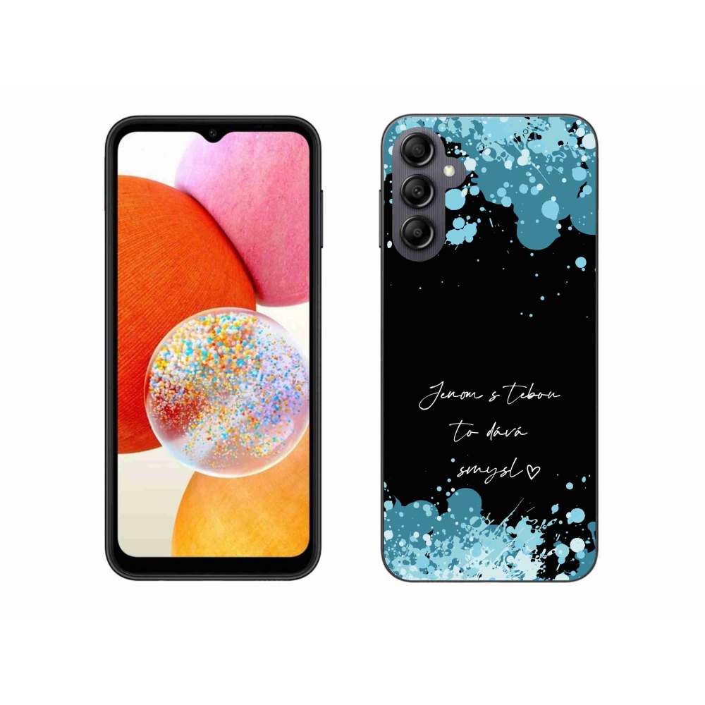 Gél borító mmCase Samsung Galaxy A14 4G/5G - szerelmes szöveg fekete háttérrel