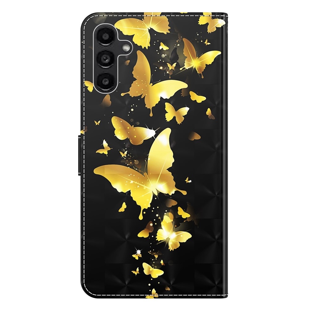 Nyomtatott könyv tok Samsung Galaxy A15 4G/5G készülékhez - arany pillangók