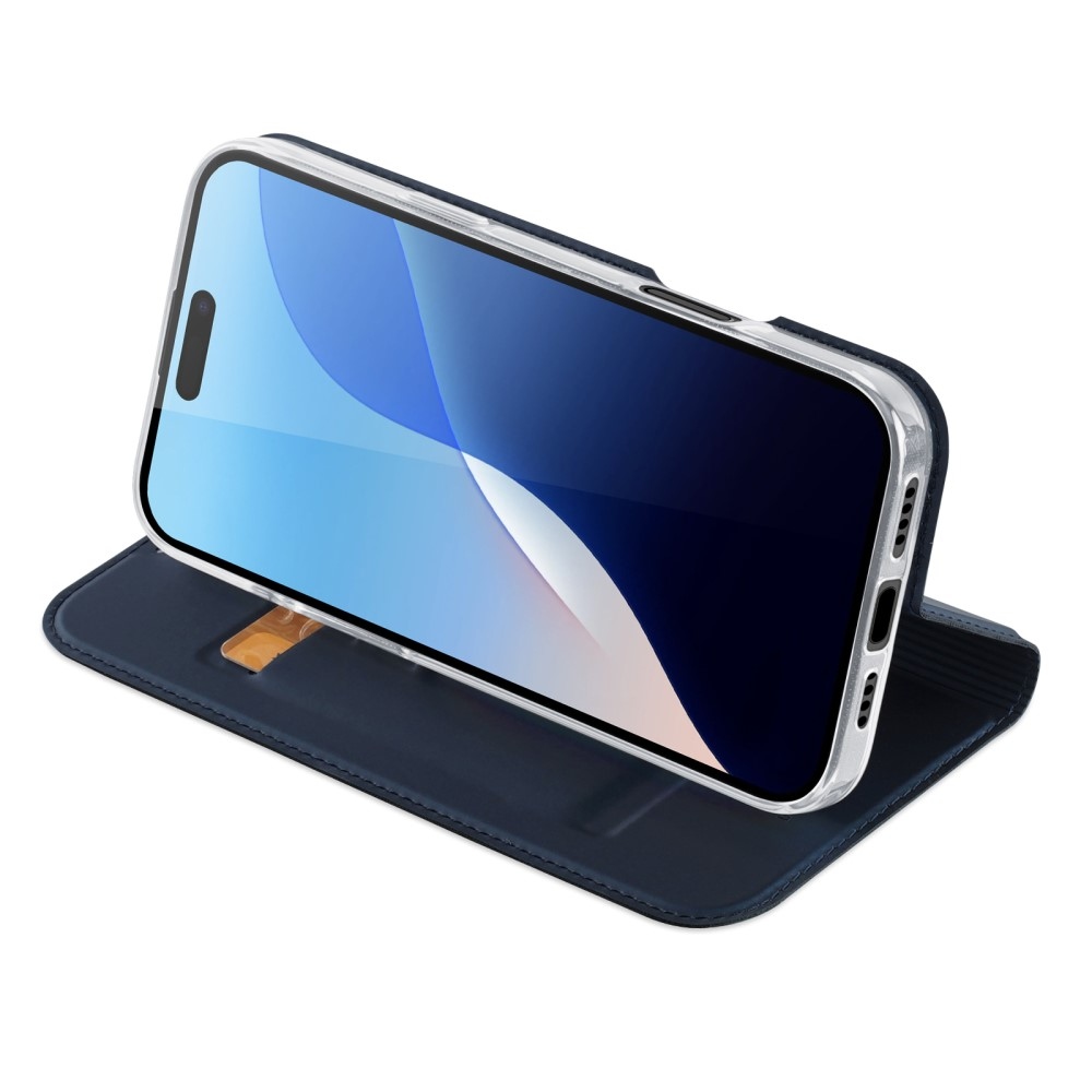 DUX könyvtáska iPhone 16 Pro készülékhez - sötétkék