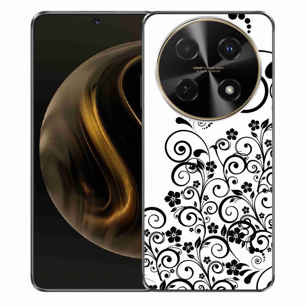 Gél borítás mmCase a Huawei Nova 12i készülékre - fekete és fehér virágminták