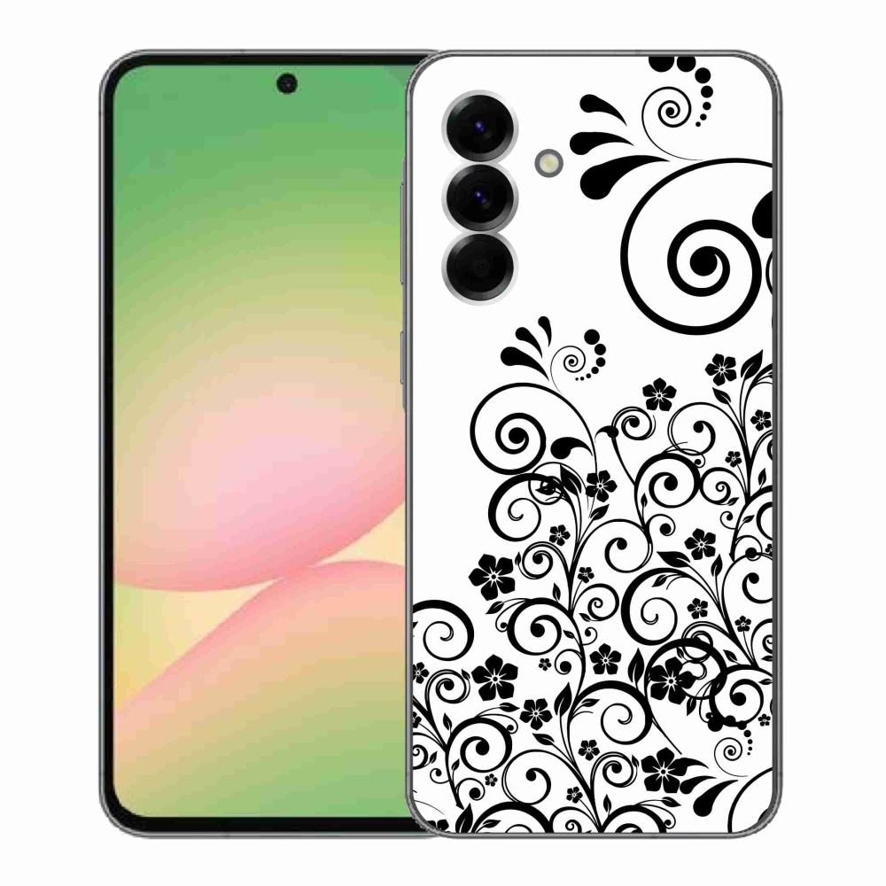 Gél borítás mmCase Samsung Galaxy A56 5G - fekete-fehér virágminták