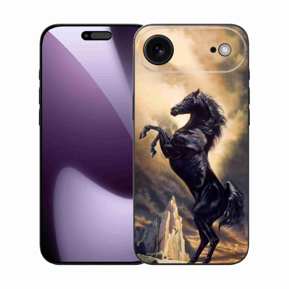 Zselés borítás mmCase iPhone 17 Air készülékhez - fekete rajzfilm ló